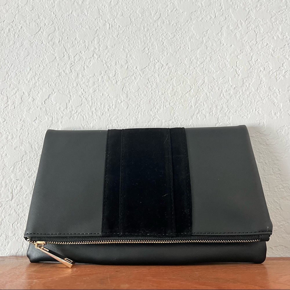 Summer and Rose Black Velvet Leather Clutch